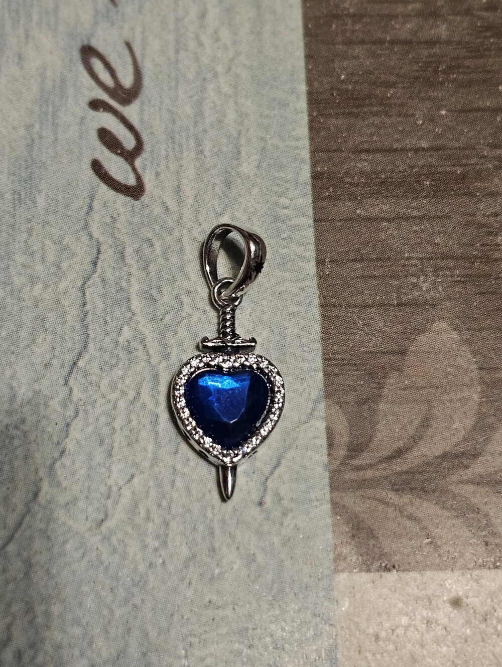 Sterling Silver Plated Blue Heart Charm Pendant